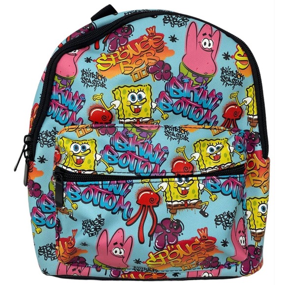 SpongeBob SquarePants Nickelodeon Characters Group Faux Leather Mini Backpack - Picture 1 of 5
